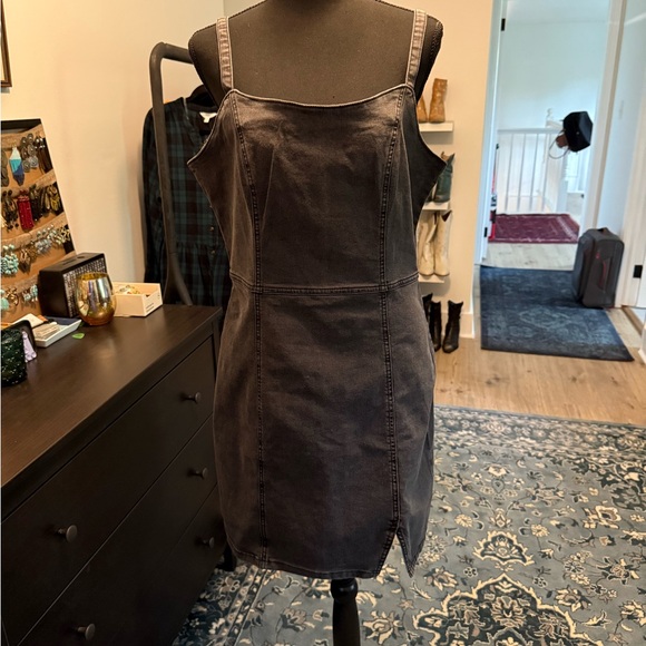 New Look Dresses & Skirts - New Look Charcoal Denim Zip-Up Dress